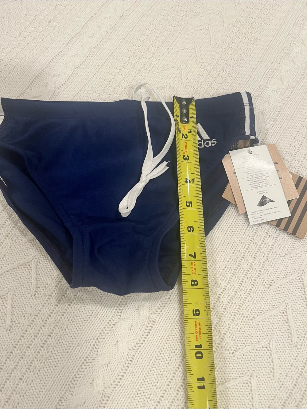 NWT Adidas Men's Swim Briefs Navy Blue White Striped Size 30 - Picture 4 of 8